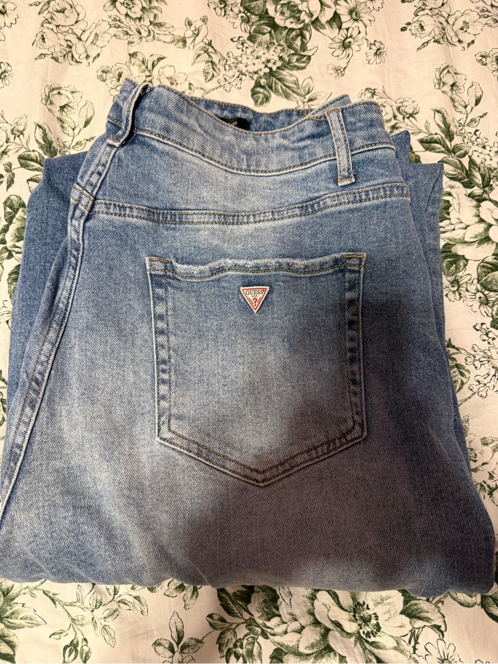 GUESS Women’s Light Blue High-Rise Wide-Leg Jeans